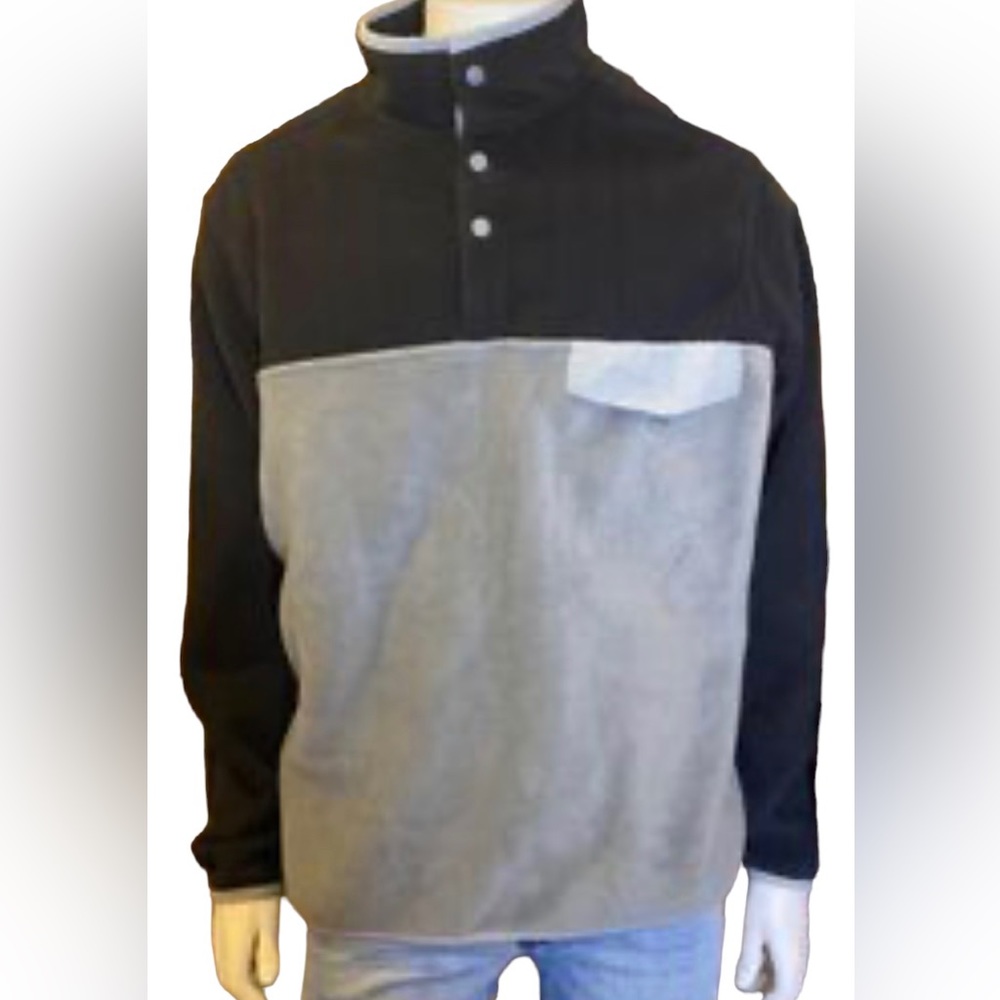 Men’s black & gray pull over fleece shirt large